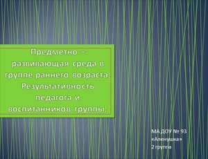 Предметно – развивающая среда в группе раннего возраста.