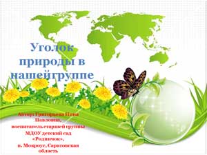 Презентация Уголок природы в нашей группе