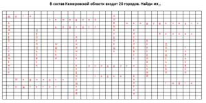Чайнворд «Города Кемеровской области»