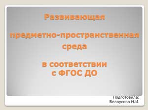 Развивающая предметно-пространственная среда в соответствии с ФГОС ДО