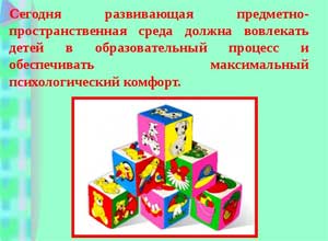Предметно — пространственная среда – система материальных объектов деятельности ребенка