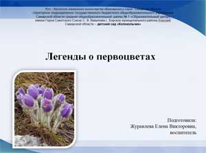 Конспект НОД по познавательному развитию «Легенды о первоцветах»